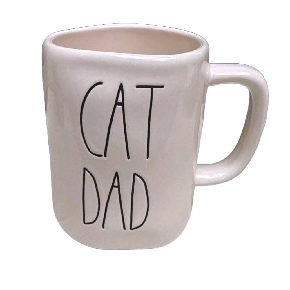 RAE DUNN Cat Dad Mug Artisan Collection by Magenta White Black Ceramic 16 oz
